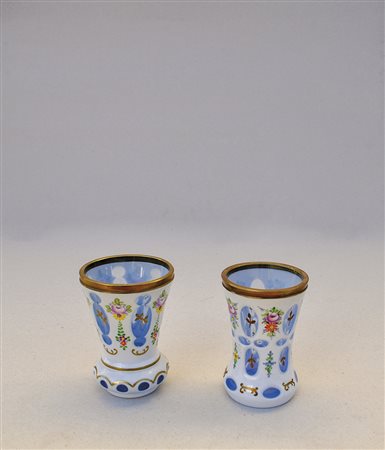 2 bicchieri Bidermeier, 1a metà Ottocento;Alt. 14 cm ca.