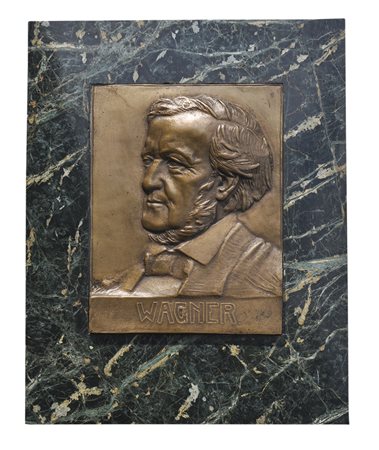 Ritratto Richard Wagner, 1900 ca.;Rilievo in bronzo (20,5 x 16 cm) su lastra...