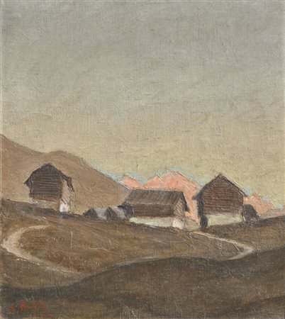 Hans Staffler (* Bozen/Bolzano 1903) Malga in Alto Adige, 1931;Olio su...