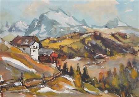 Hubert Mumelter (Bozen/Bolzano 1896 – 1981) Paesaggio autunnale;Acquarello su...