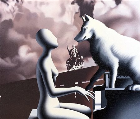 Mark Kostabi 1960, Whittier (California) - [USA] Playing by instinct olio su...