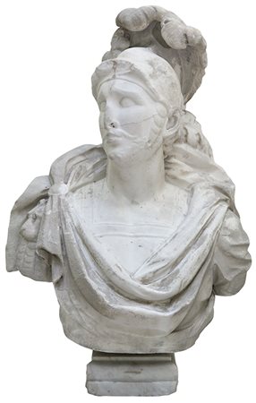 Scuola palermita, fine XVII - Inizio XIX sec, Busto di soldato Marmo bianco...