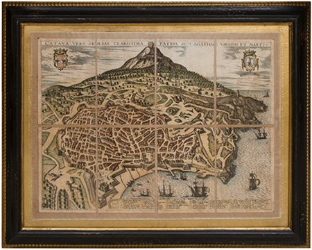 Pierre Mortier (1661-1711) Piantina dell'antica Catania Acquaforte su carta...