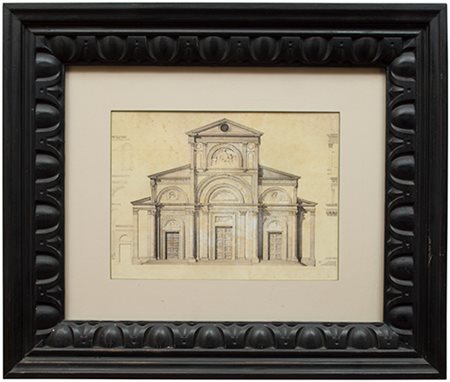 Scuola siciliana, XX secolo Prospetto di chiesa Stampa su carta 27x36,5 cm Il...