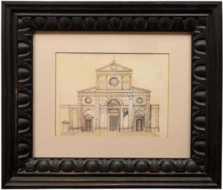 Scuola siciliana, XX secolo Prospetto di chiesa Stampa su carta 27x36,5 cm Il...