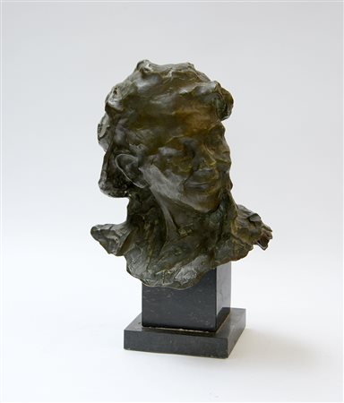 Ignoto "Giovane con cappello" scultura in bronzo (h cm 31) poggiante su base...