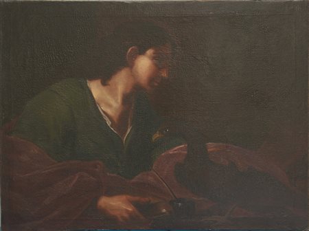 Da Guercino "San Giovanni e l'aquila" olio su tela (cm 73x97,5) (difetti e...