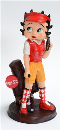 "Betty Boop golfista"Resina policroma. Marcata sotto la base. (h cm 95)...