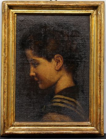 Emilio Pasini (Brescia 1872 - 1953)Attribuito "Ritratto di fanciullo" olio su...