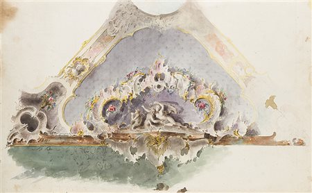 Mosè Bianchi (Monza 1840 - 1904)(attr.) Studio di soffitto acquerello su...