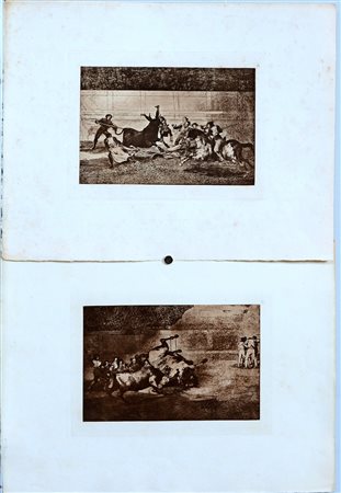 Gruppo di tre incisioni di Francisco Goya e due copie dal medesimo autore