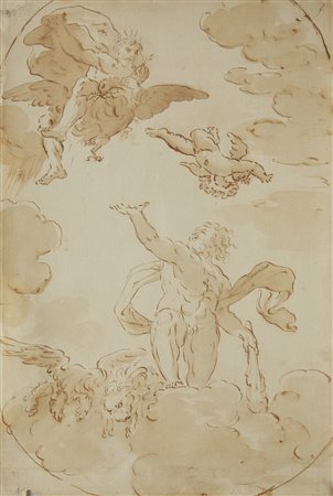 Artista del secolo XVII "Ercole e Giove" penna e inchiostro bruno,...