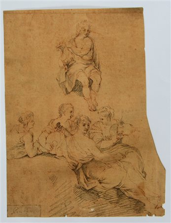 Artista del secolo XVII "Apollo con la lira e quattro figure musicanti"...
