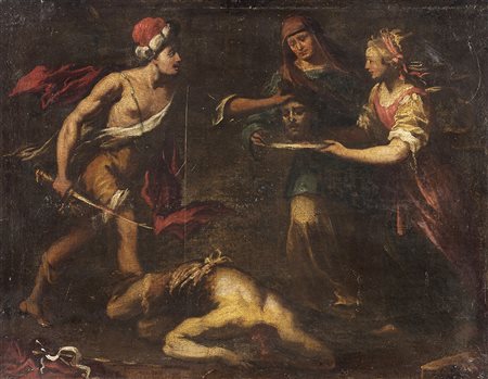 Ignoto del secolo XVII "Decollazione del Battista'' olio su tela (cm 46x57)