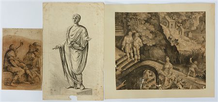 Gruppo di tre incisioni:Salvator Rosa (Napoli 1615 - Roma 1673), "Predica"...