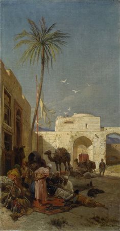 Enrico Gamba (Torino, 1831 - 1883) Paesaggio orientale, 1883 Olio su tela,...