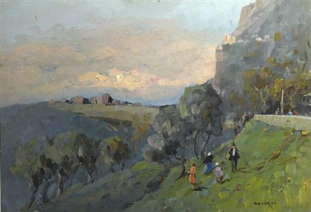 Nicolas De Corsi (Odessa, 1882 - Napoli, 1956) Paesaggio al tramonto con...