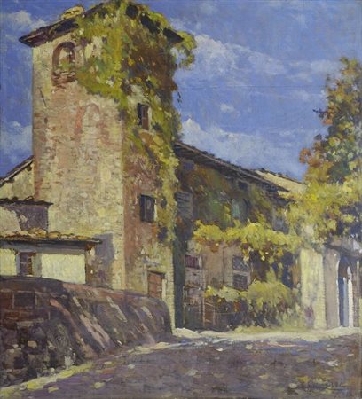 Ludovico Tommasi (Livorno, 1866 - Firenze, 1941) La vecchia torre Olio su...