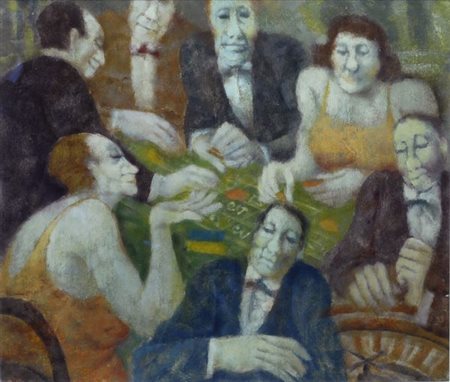 Remo Squillantini (Stia, 1920 - 1996) Casinò Olio su tavola, cm. 60x70...