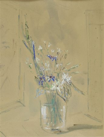 Filippo de Pisis (Ferrara, 1896 - Milano, 1956) Fiori nel vaso, 1952 Olio...