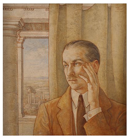 BORIS GEORGIEV Ritratto d’uomo alla finestra, 1925 Tecnica mista su tavola,...