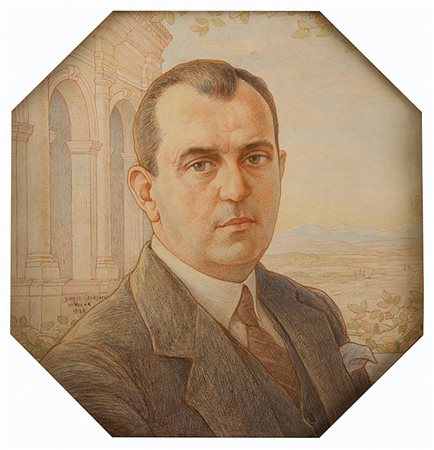 BORIS GEORGIEV Ritratto d’uomo, 1928 Pastelli colorati su carta da spolvero,...