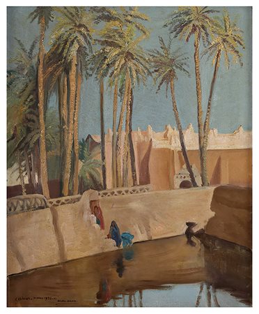 ORAZIO AMATO Gadames, 1937 Olio su tela, 61,5 x 50 cm Titolo, data e firma in...