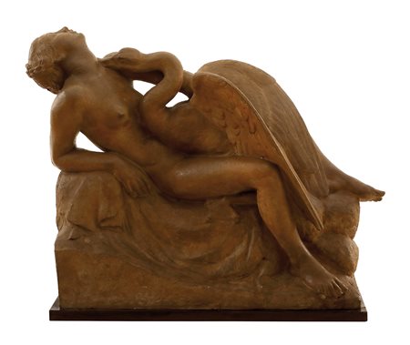 ERCOLE DREI Leda e il cigno Scultura in terracotta, 55 x 59 x 27 cm (57 x 62...