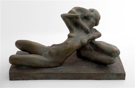 ENRICO MAZZOLANI L’offerta, 1923-30 Scultura in bronzo, 28 x 52 x 20 cm Firma...