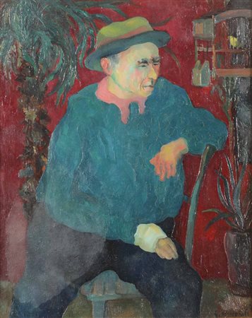 Giovanni Omiccioli (1907-1975), Arturo, 1944 olio su tela, cm 50x40 firmato e...