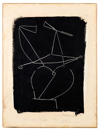 Marino Marini (1901-1980), Composizione olio su carta intelata, cm 50x38...