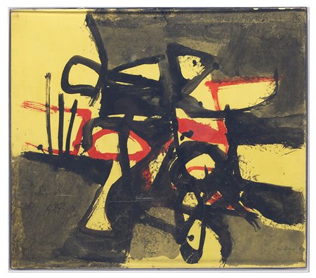 Afro Basaldella (1912-1976), Giallo Rosso Nero, 1964 olio su carta intelata,...