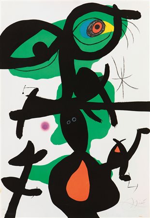 Joan Mirò (1893-1983), Oda à Jean Mirò, 1973 litografia a colori, cm 88x61...