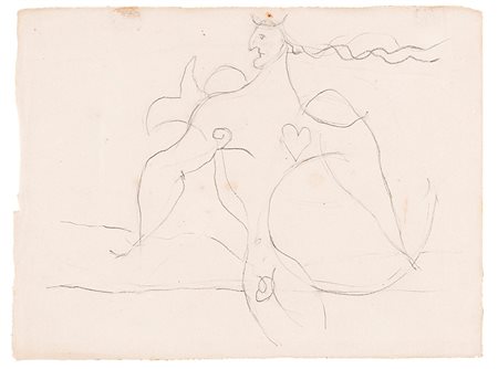 Osvaldo Licini (1894-1958), Angelo ribelle, anni '50, matita su carta , cm...