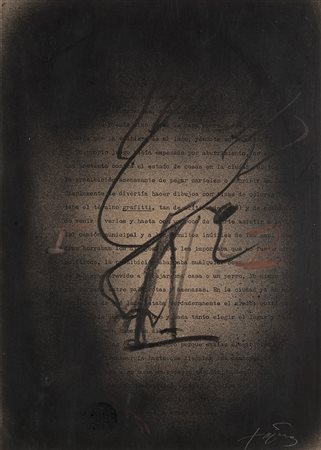 Antoni Tapies (1923-2012), Graffiti, 1980, tecnica mista su carta , cm 32x23...