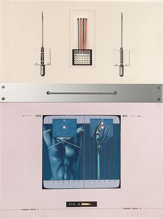 Sergio Sarri (1938), Fase 3, 1975, tecnica mista su tela , cm 130x97...