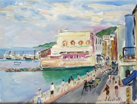 MARIO CORTIELLO, Mario Cortiello olio su tela raff. "veduta marina" - cm 40 x 30