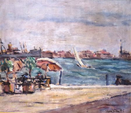 RINO VILLA, Rino Villa (1904/1944) olio su tavola raff. "Venezia" - cm 39 x...