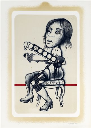 GIUSEPPE GUERRESCHI (1929-1985)Ragazza seduta - La romana, 1973Serigrafiacm...