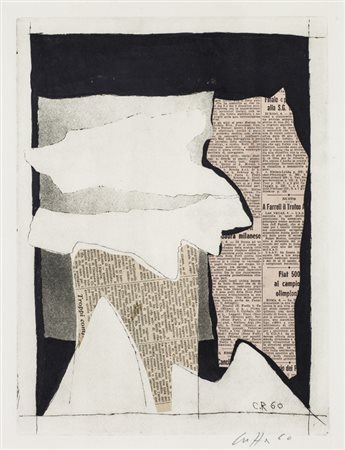 ROBERTO GAETANO CRIPPA (1921-1972)Senza Titolo, 1960Acquaforte e collagecm...