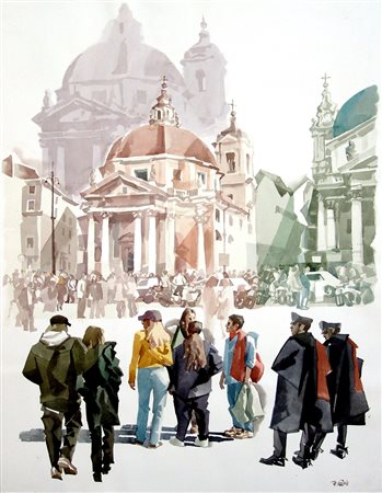 Giovanni Battista De Andreis 1938, Badalucco (Im) - [Italia] Roma acquerello...