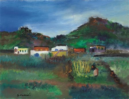 Giovanni Omiccioli (Roma 1901 - 1975) CAMPAGNA ROMANA olio su cartone, cm...