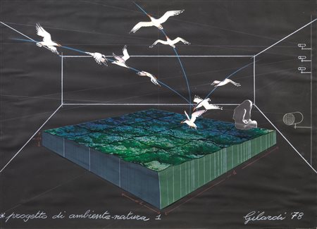 Piero Gilardi (Torino 1942) PROGETTO DI AMBIENTE-NATURA 1 collage, acrilico,...