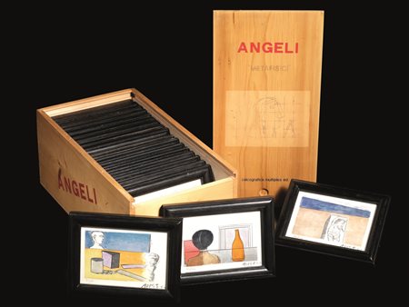 Franco Angeli (Roma 1935 - 1988) METAFISICI box contenente venti litografie,...