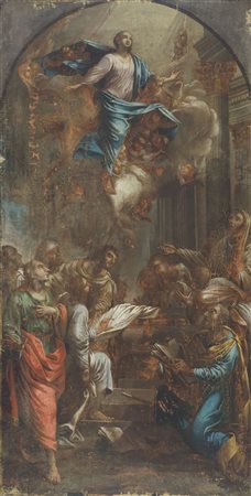 Maestro del XVIII secolo "Assunzione della Vergine" cm. 77x40 - olio su tela...