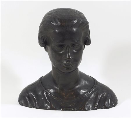 Ruggero Rovan 1877-1965 "Busto femminile" h. cm. 38 - scultura in bronzo a...