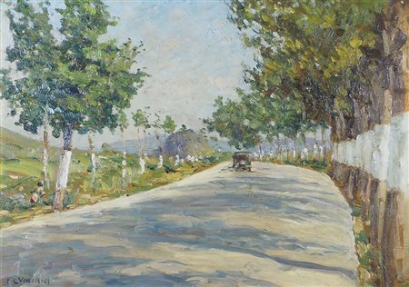 Ugo Flumiani Trieste 1876-1938 "Strada di Fiume" cm. 38x53 - olio su...