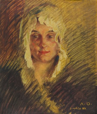 Argio Orell Trieste 1884-1942 "La blonda" cm. 54x45 - olio su cartone Siglato...