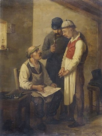 Giovanni Luigi Rosè 1806-1884 "Alta politica" cm. 40x30 - oio su tela Siglato...