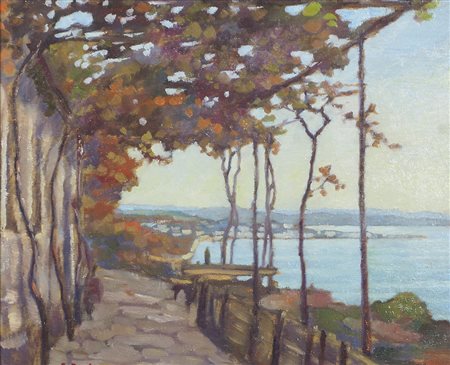 Ernesto Dick Trieste 1889-1959 "Veduta di Trieste" cm. 32x40 - olio su...